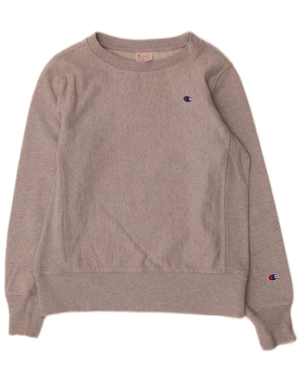 Champion Damen Sweatshirt Pullover UK 14 Mittelgraue Baumwolle