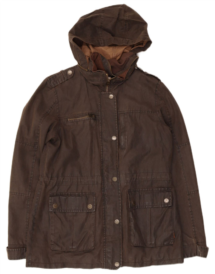 Fat Face Damen Militär-Wachsjacke mit Kapuze, UK 10, Größe S, Braun