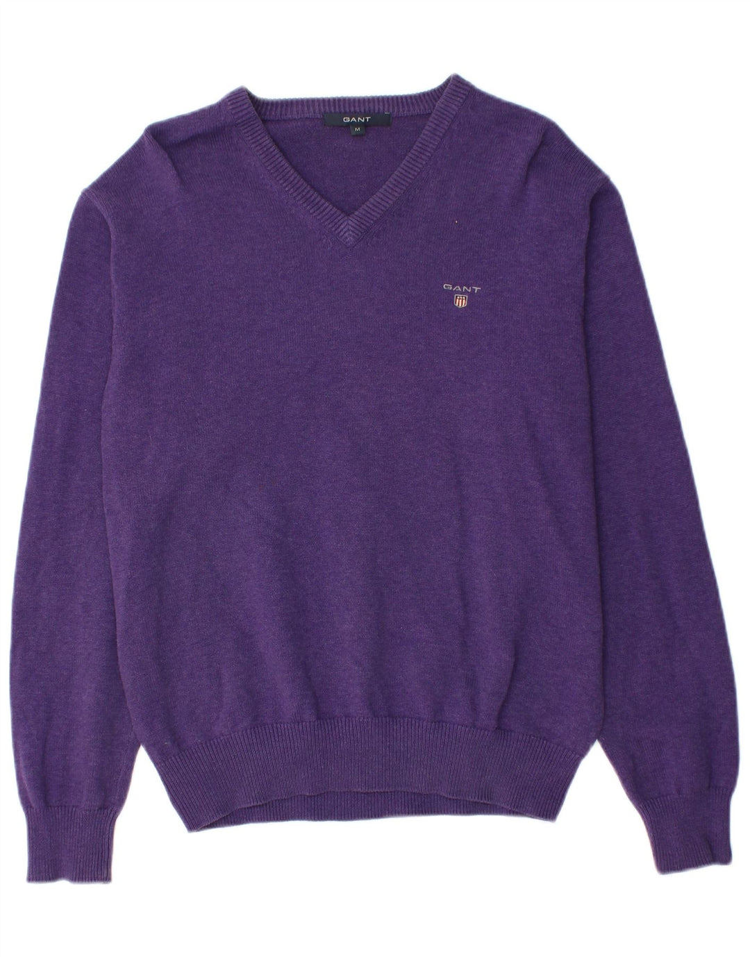 GANT Herren-Pullover mit V-Ausschnitt aus mittelvioletter Baumwolle
