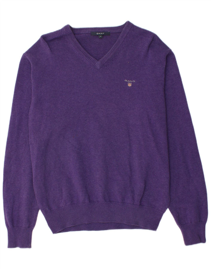GANT Herren-Pullover mit V-Ausschnitt aus mittelvioletter Baumwolle