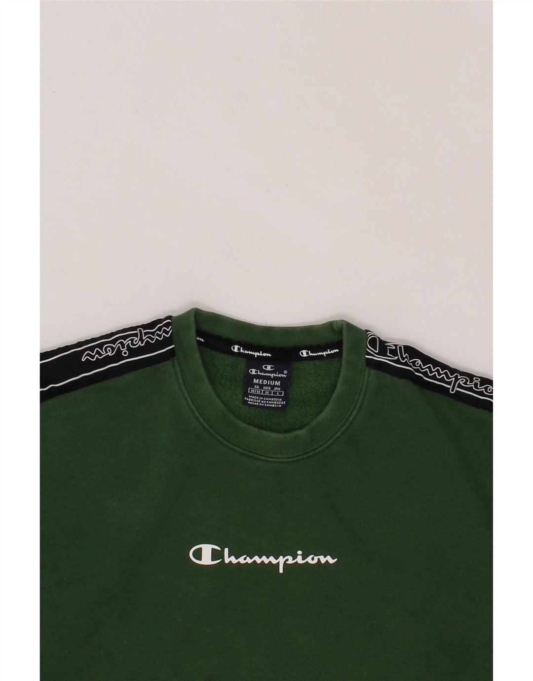 CHAMPION Mens Graphic Sweatshirt Jumper Medium Green Cotton Vintage Champion and Second-Hand Champion from Messina Hembry 