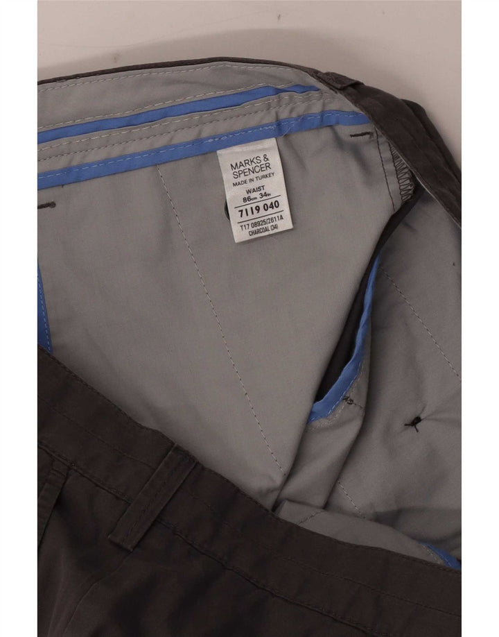 Marks & Spencer Herren Chinoshorts W34 Large Grau Baumwolle