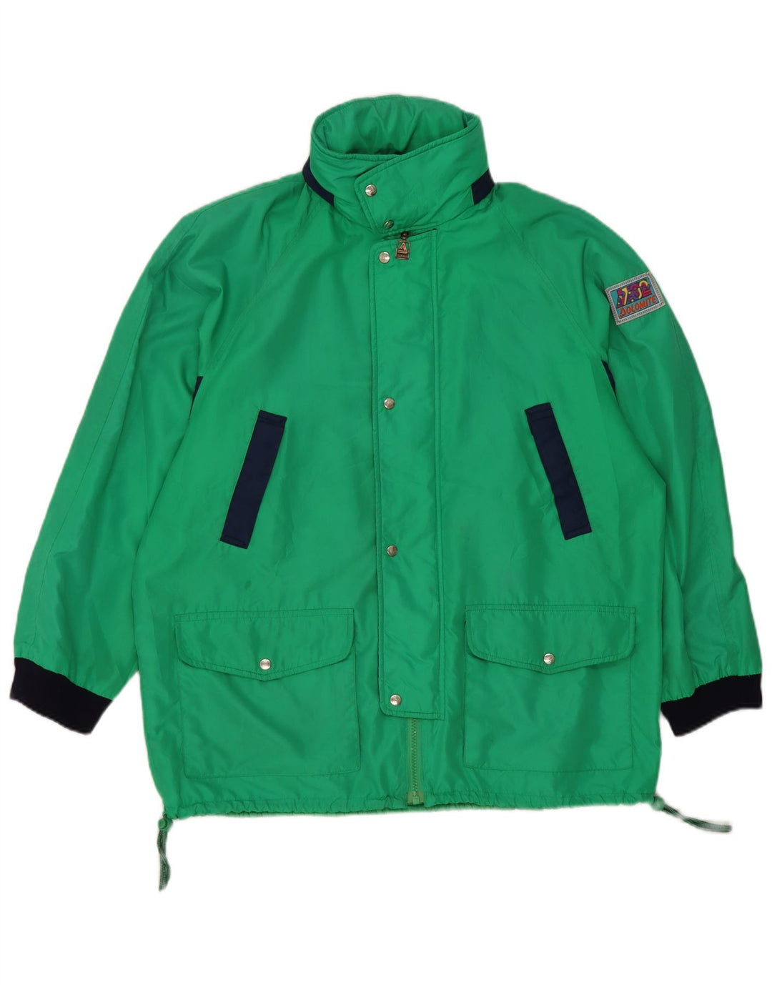 Dolomite Damen-Regenjacke mit Kapuze, UK 44 2XL, grünes Colourblock-Polyester