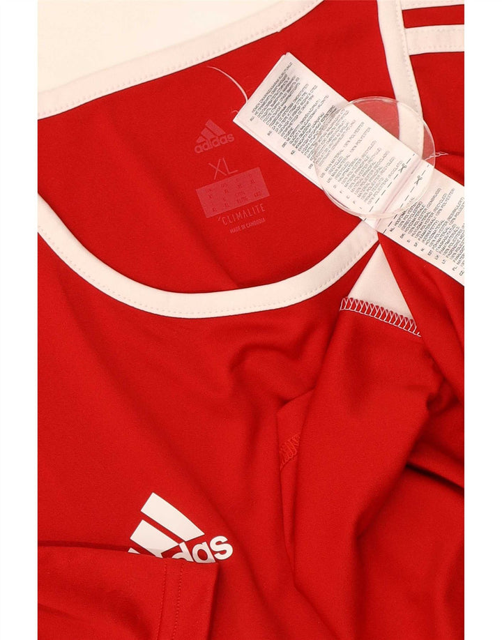 Adidas Herren Climalite T-Shirt Top XL Rot Colourblock Polyester