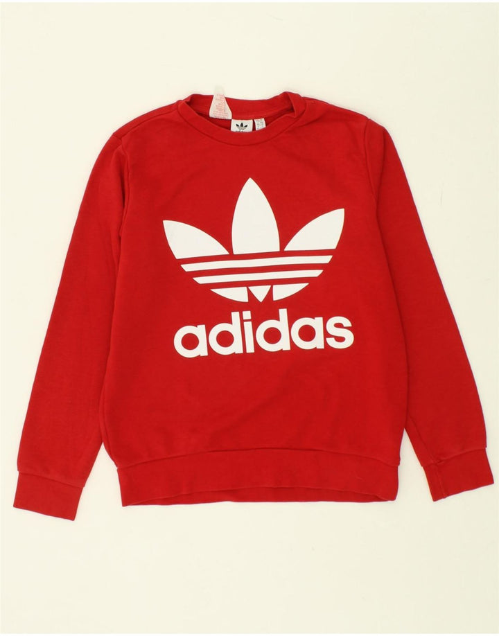 ADIDAS Boys Graphic Sweatshirt Jumper 13-14 Years Red Cotton Vintage Adidas and Second-Hand Adidas from Messina Hembry 