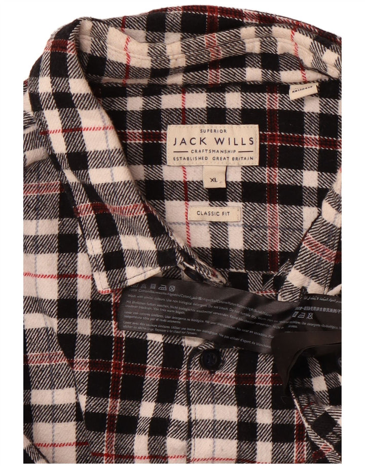 Jack Wills Herren kariertes Flanellhemd mit klassischer Passform XL, schwarz kariert, Baumwolle