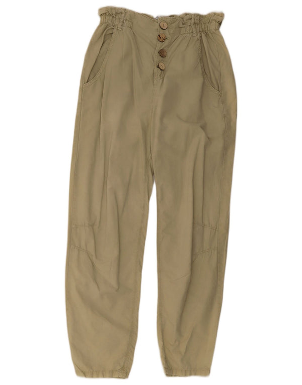 Zara Damen Tapered Chino Hose EU 34 2XS W24 L28 Khaki
