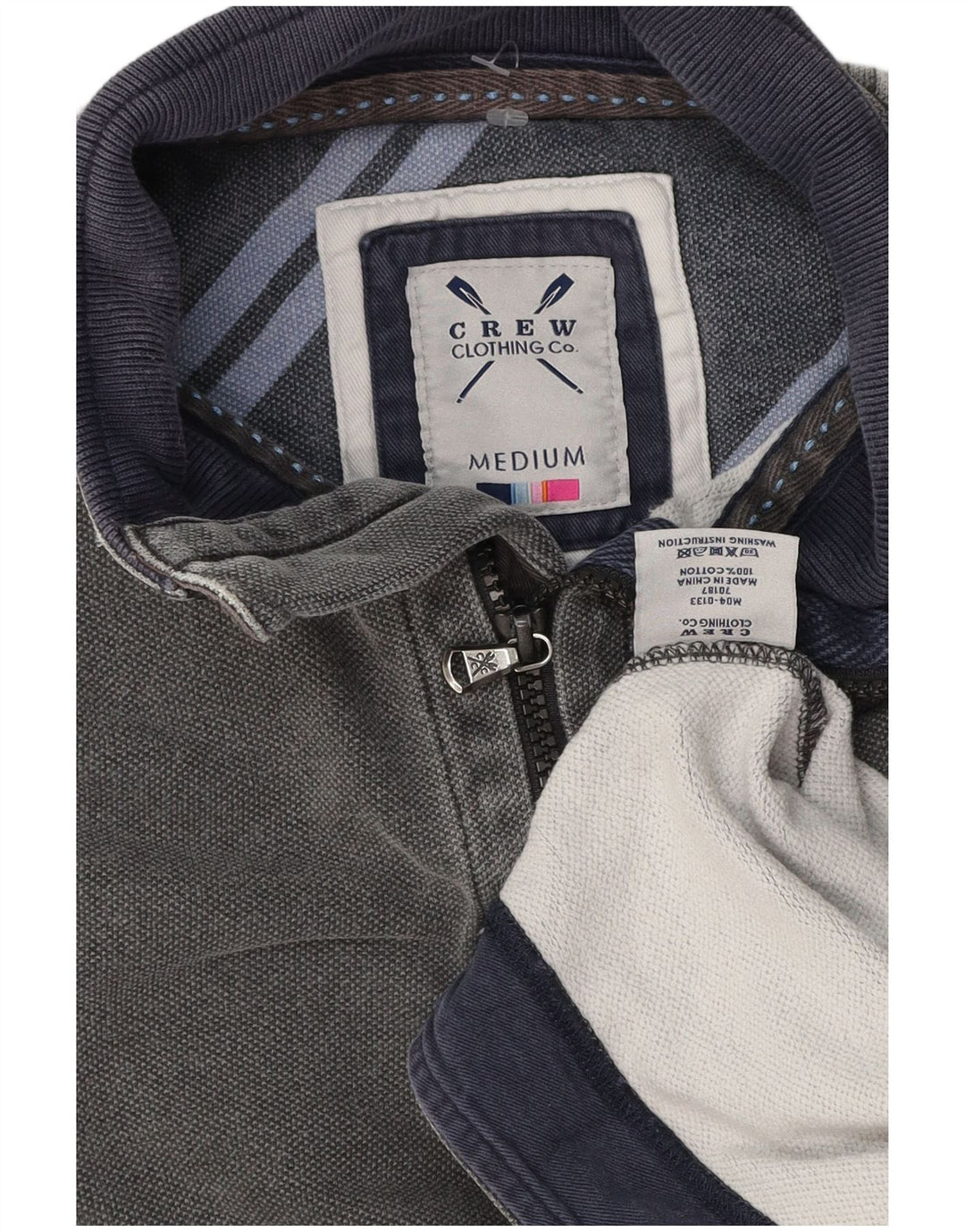 Crew Clothing Herren-Sweatshirt mit Reißverschluss am Hals, mittelgraue Baumwolle