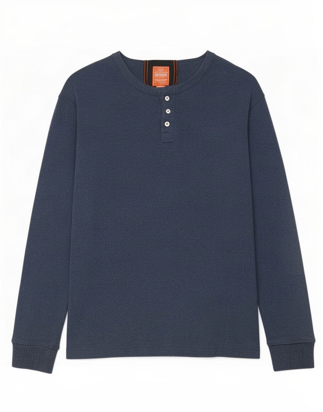 Superdry Herren-Langarmoberteil aus mittelblauer Baumwolle in Marineblau