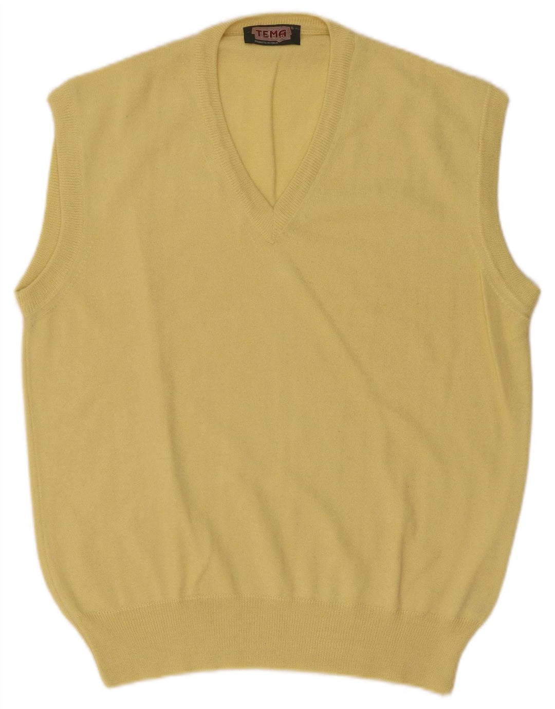 Vintage Herren Weste Tank Top IT 50 Mittelgelbe Wolle