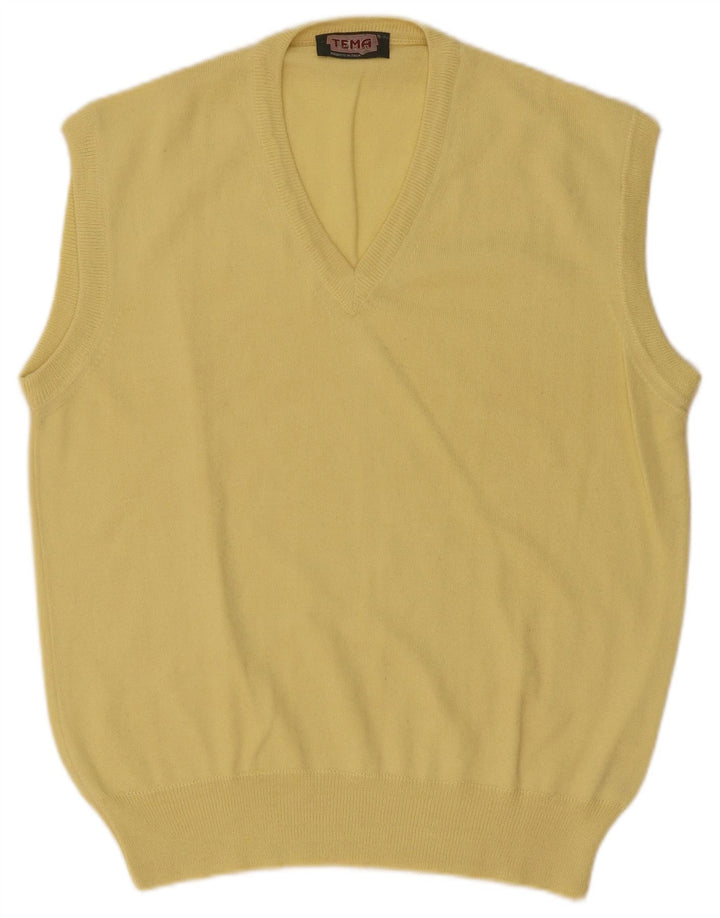 Vintage Herren Weste Tank Top IT 50 Mittelgelbe Wolle