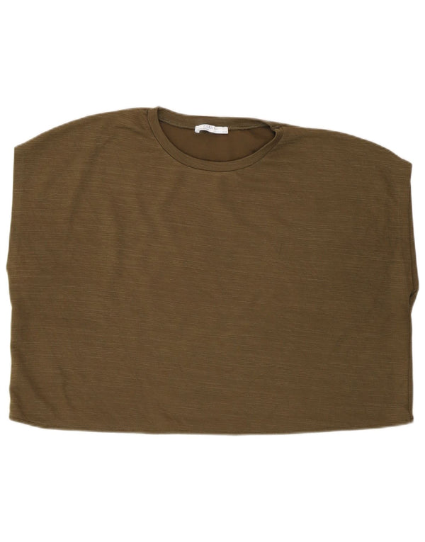 Ärmelloses, übergroßes Crop-Top für Damen von Zara, UK 14, mittleres Khaki, Polyester