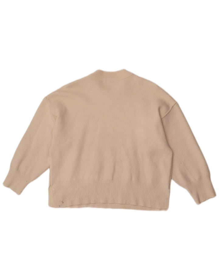 Zara Damen-Pullover, übergroß, Rundhalsausschnitt, Gr. 10, Größe S, Beige, Viskose