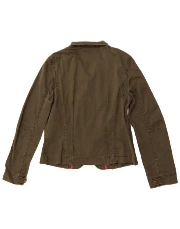 Gant Damen Utility-Jacke UK 14 Large Khaki Baumwolle