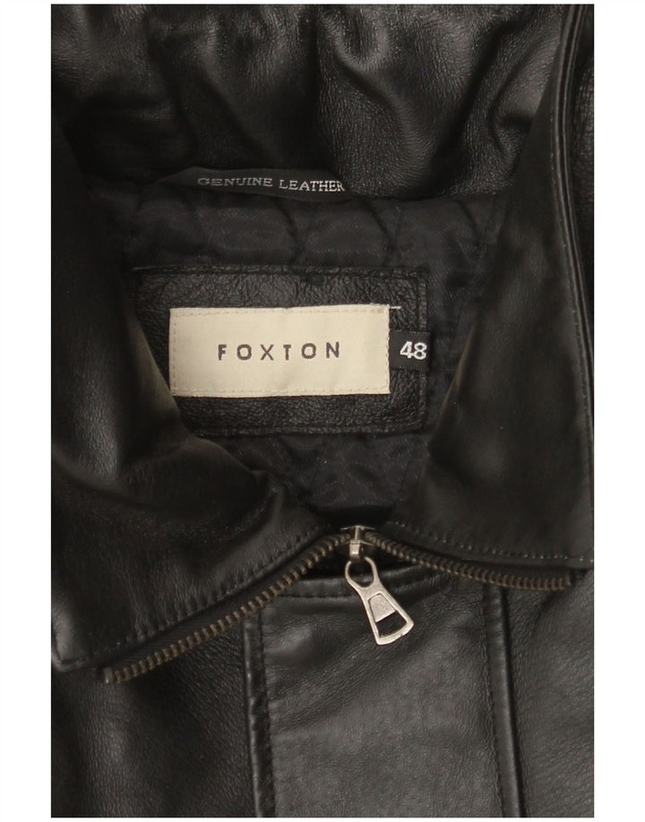 VINTAGE Herren Lederjacke IT 48 Mittelschwarzes Leder