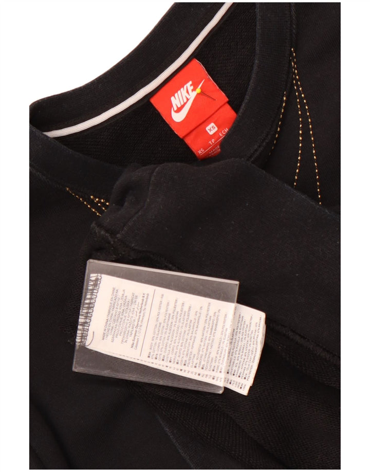 NIKE Womens Graphic Oversized Sweatshirt Pullover UK 6 XS Schwarz Baumwolle