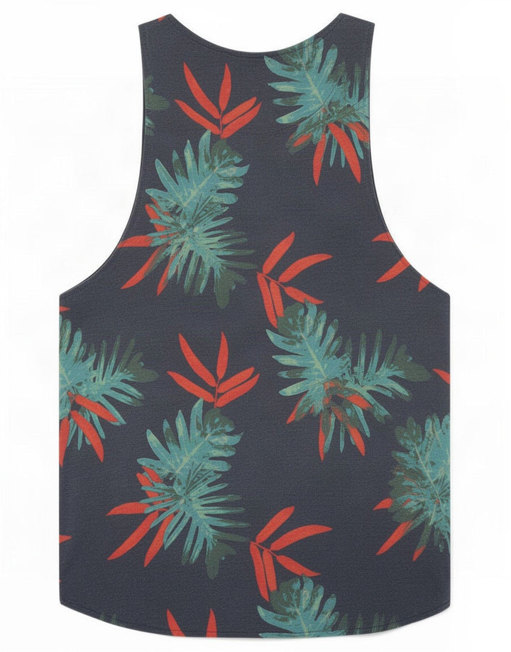 Jack & Jones Herren-Trägershirt, klein, Marineblau mit Blumenmuster