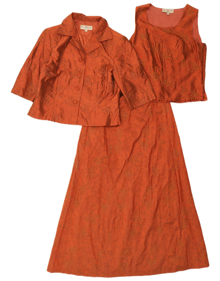 Blunauta Damen 4-Knopf-3-teiliges Set IT 42 Medium W28 Orange Blumenseide