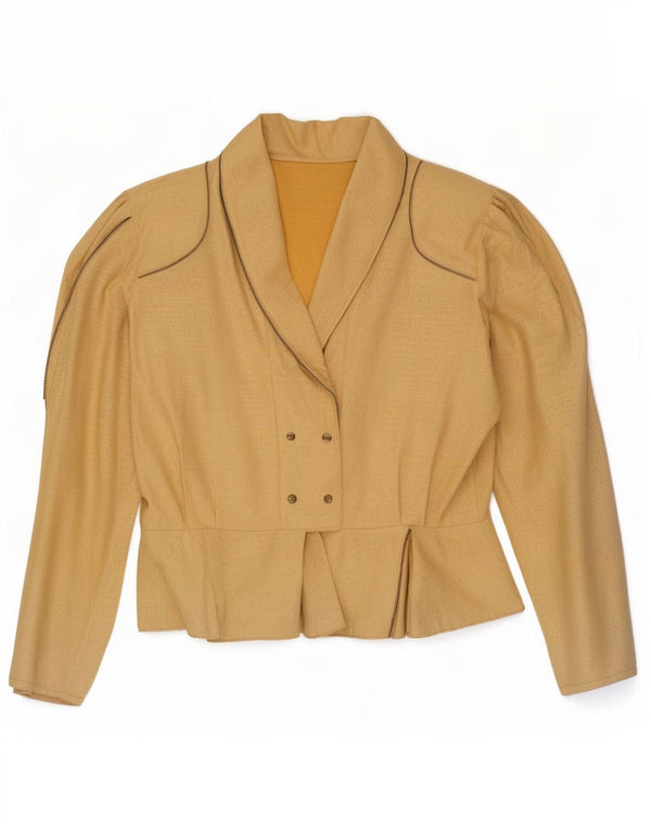 Vintage Damen Blazer Jacke UK 14 Medium Beige Animal Print