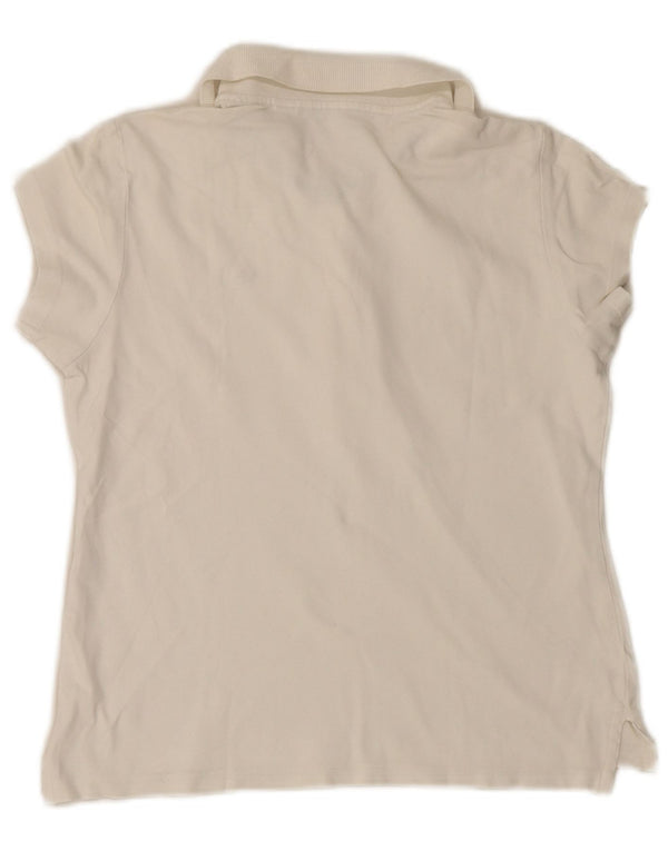 Tommy Hilfiger Damen Poloshirt UK 14 Große weiße Baumwolle