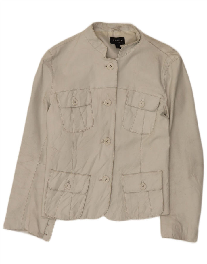 Oviesse Damen Lederjacke IT 48 XL Weißes Leder