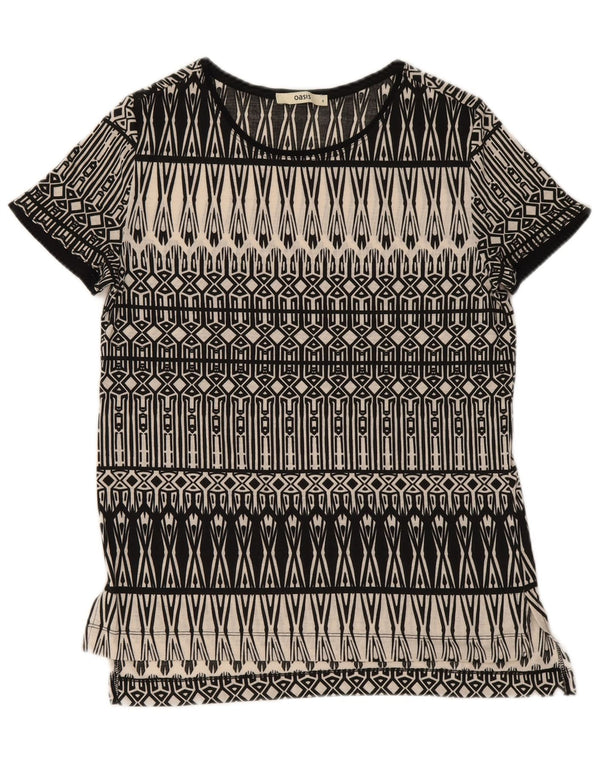Oasis Damen T-Shirt Top UK 10 Small Schwarz Geometrisch
