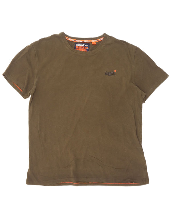 Superdry Herren T-Shirt Top XL Khaki Baumwolle