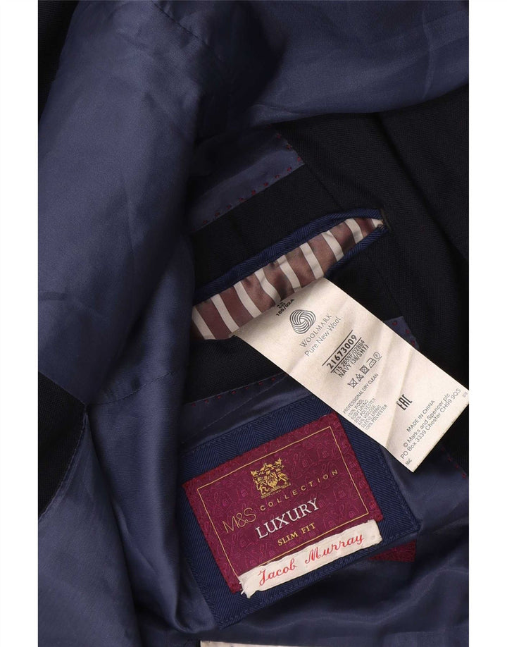 Marks & Spencer Herren-Blazer mit 2 Knöpfen, UK 38, Mittelblau, Schurwolle
