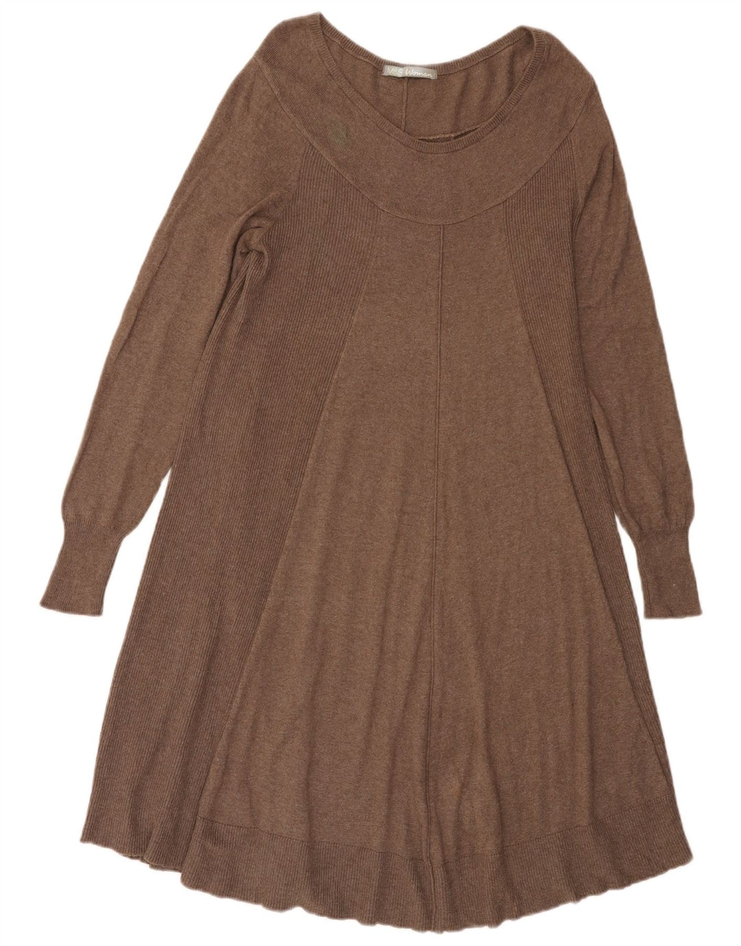 Marks & Spencer Damen Pulloverkleid UK 14 Mittelbraune Baumwolle