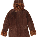 Conbipel Damen Wildlederjacke mit Kapuze IT 46 Großes braunes Leder