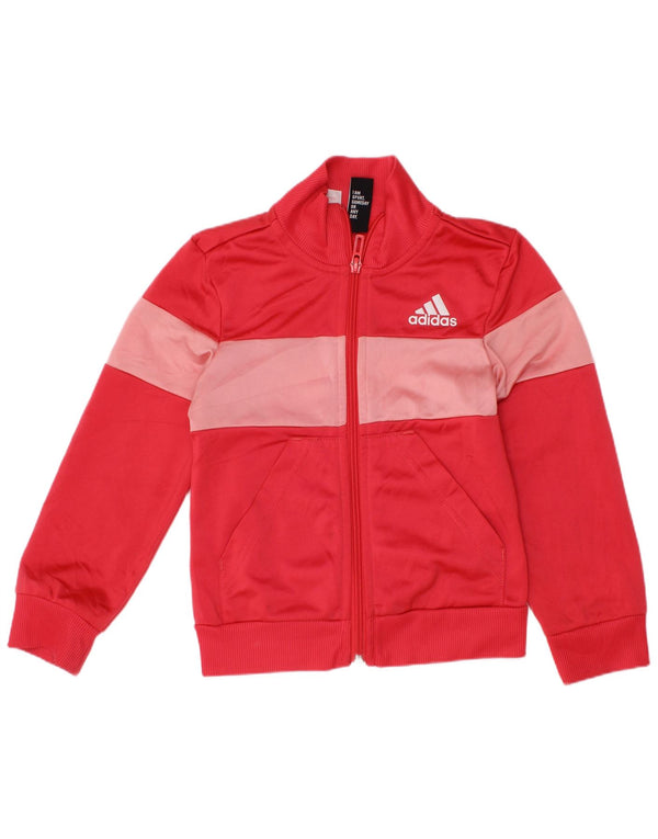 Adidas Mädchen-Trainingsanzug-Top-Jacke, 5–6 Jahre, rotes Colourblock-Polyester