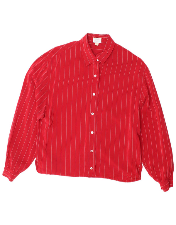 Spirit Womens Shirt Blouse UK 14 Large Red Pinstripe
