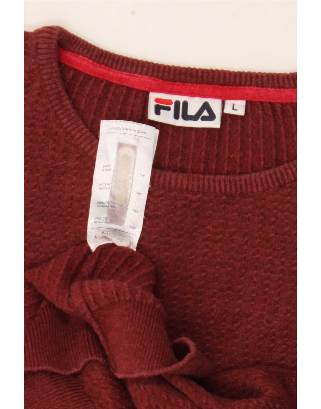 Fila Herren-Pullover mit Rundhalsausschnitt, groß, burgunderrote Baumwolle