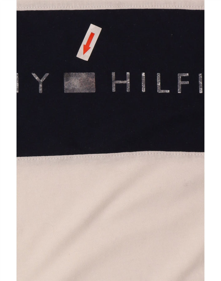 Tommy Hilfiger Herren-T-Shirt mit Grafik, Größe S, weiße Farbblock-Baumwolle