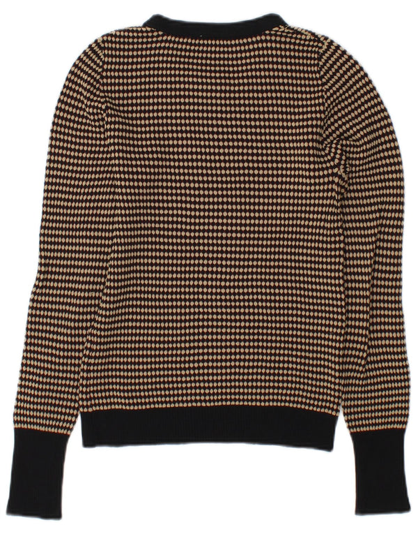 Zara Damen-Pullover mit U-Boot-Ausschnitt, UK 12, Mittelbraun, geometrische Viskose