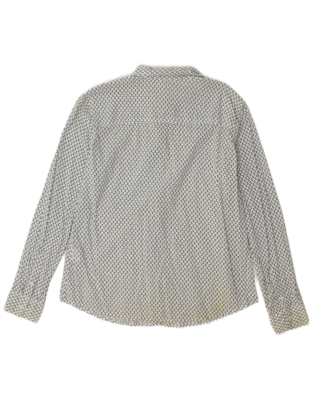 BENETTON Womens Shirt UK 14 Medium White Spotted Cotton