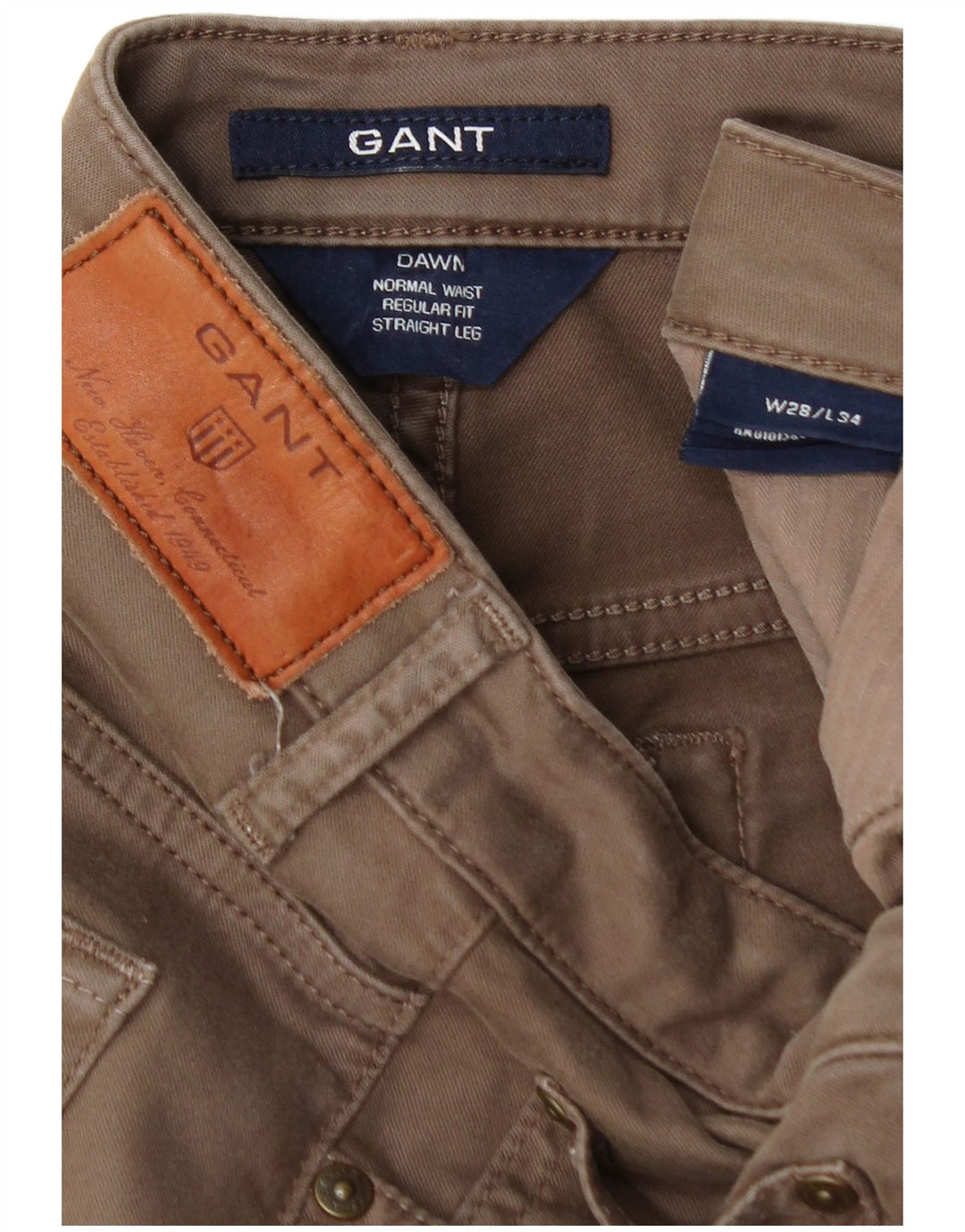 GANT Damen Dawn Straight Regular Fit Chinohose W28 L29 Braune Baumwolle