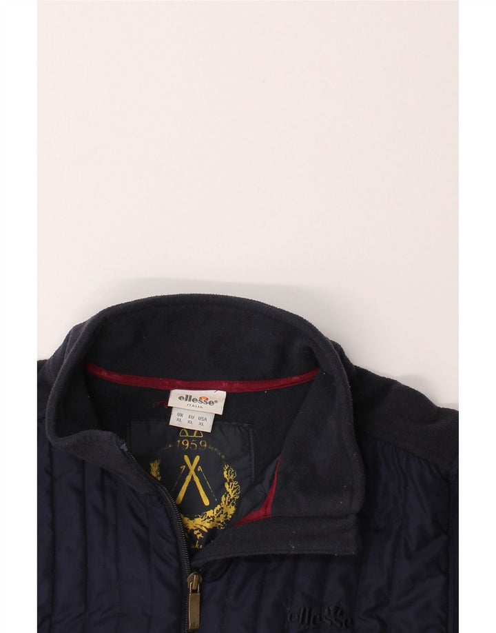 ELLESSE Womens Fleece Jacket UK 18 XL Navy Blue Polyester Vintage Ellesse and Second-Hand Ellesse from Messina Hembry 
