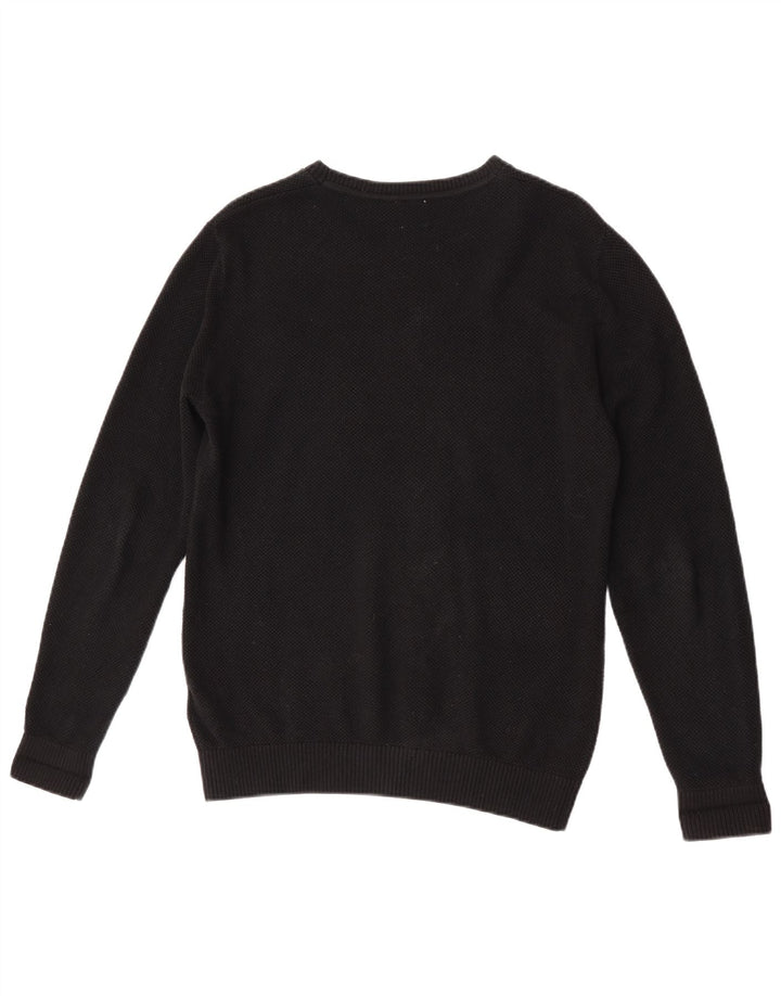 Gap Herren-Pullover mit Rundhalsausschnitt, Größe S, schwarze Baumwolle