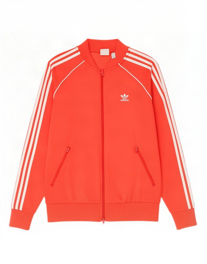 Adidas Damen Trainingsanzug Top Jacke UK 12 Mittelrote Baumwolle