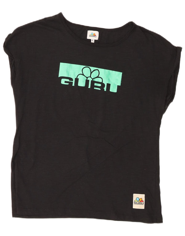 Guru Grafik-T-Shirt für Damen, UK 18, XL, Schwarz, Baumwolle
