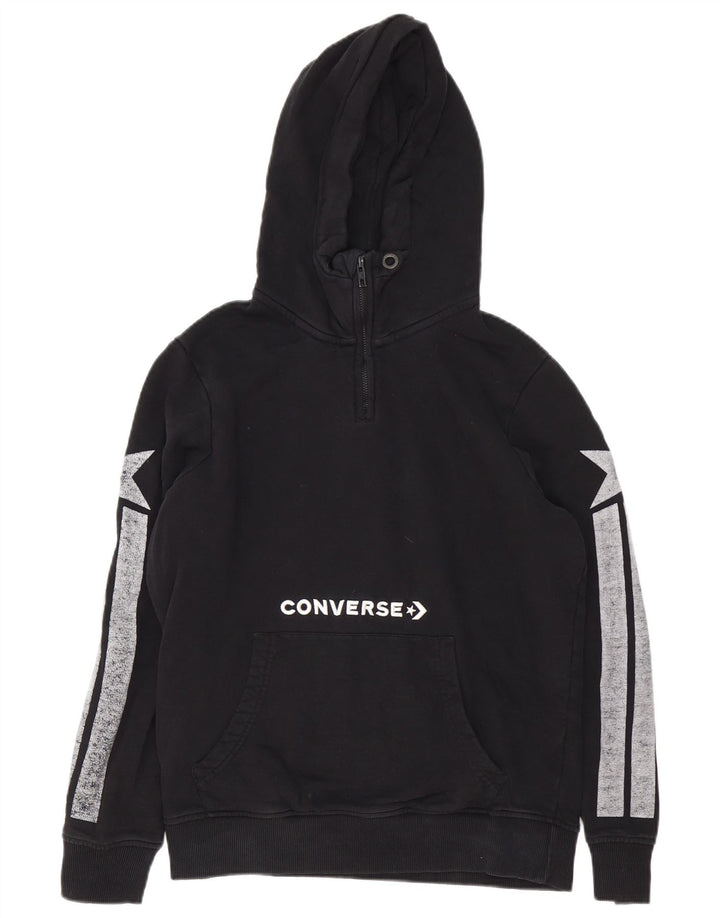 Converse Herren-Kapuzenpullover mit Reißverschluss und Grafik, Mittelschwarz, Farbblock