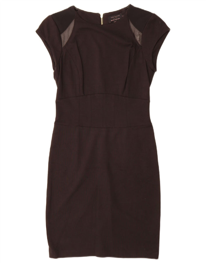 Ted Baker Damen-Etuikleid, Größe 2, S, schwarze Farbblock-Viskose
