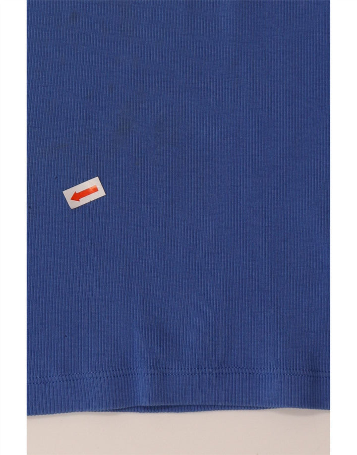 RALPH LAUREN Damen Top 3/4 Ärmel UK 12 Mittelblaue Baumwolle
