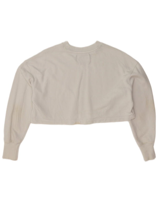 Calvin Klein Jeans Damen Übergroßer Crop-Sweatshirt-Pullover UK 6 XS Weiß