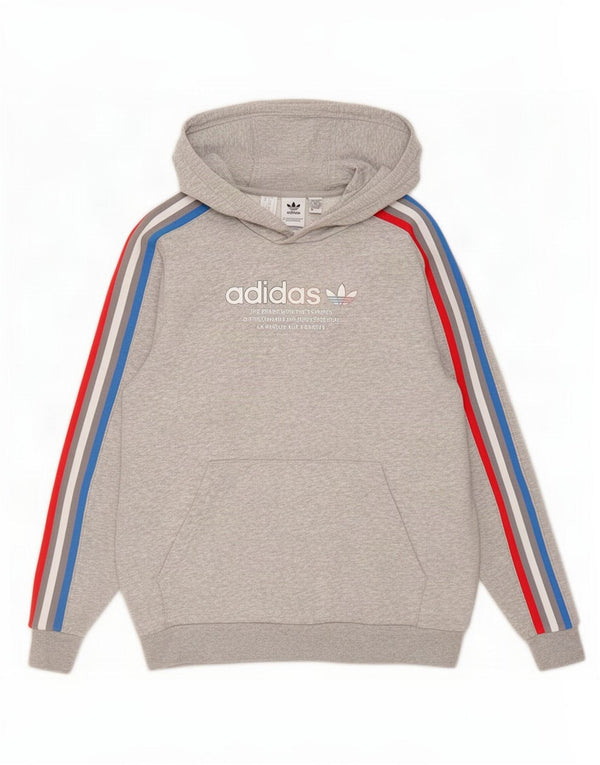 Adidas Jungen Graphic Hoodie Pullover 13–14 Jahre grau gefleckte Baumwolle