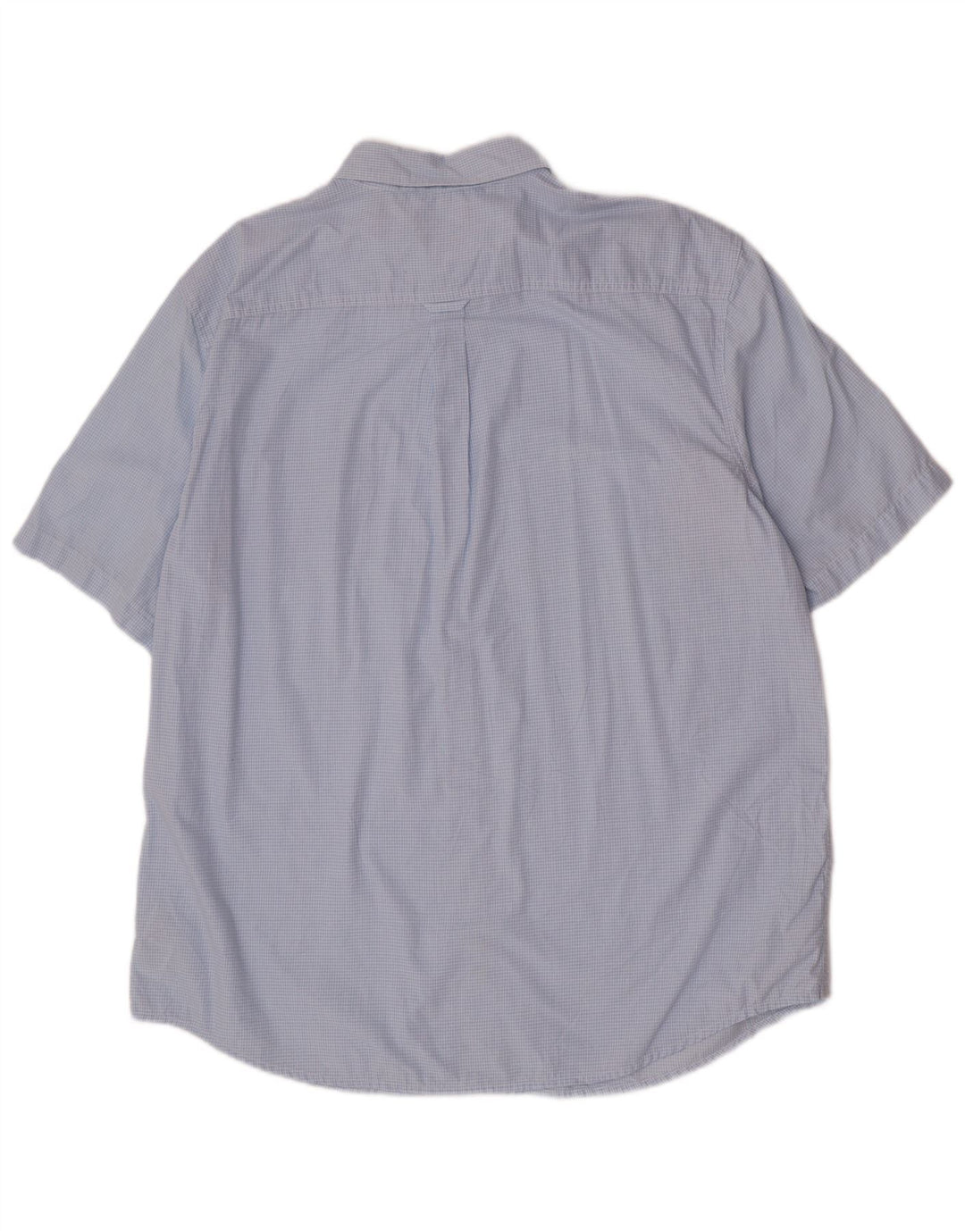 Chaps Herren pflegeleichtes Kurzarmhemd XL, blau kariert, Baumwolle