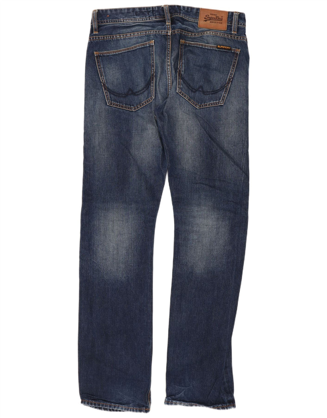 Superdry Herren Distressed Straight Jeans W32 L32 Blaue Baumwolle