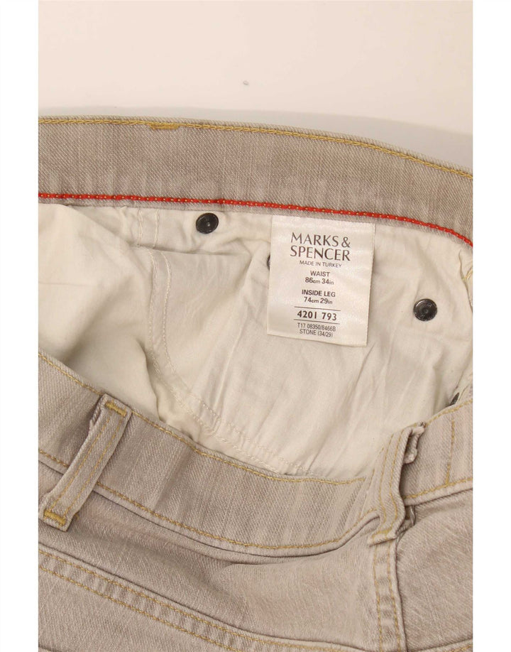 Marks & Spencer Herren Blue Harbor Straight Jeans W34 L29 Graue Baumwolle