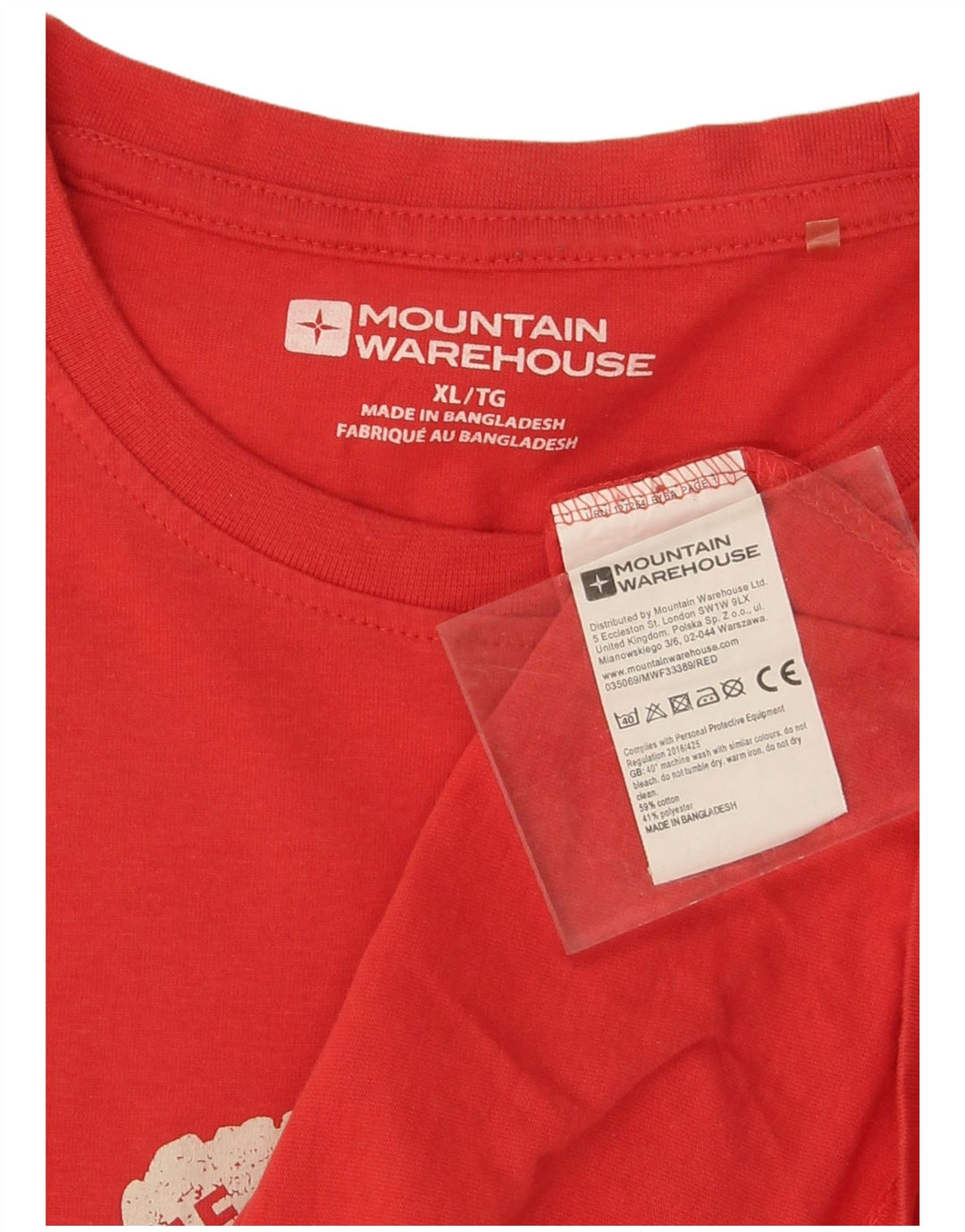 Mountain Warehouse Herren-T-Shirt mit Grafik, XL, rote Baumwolle